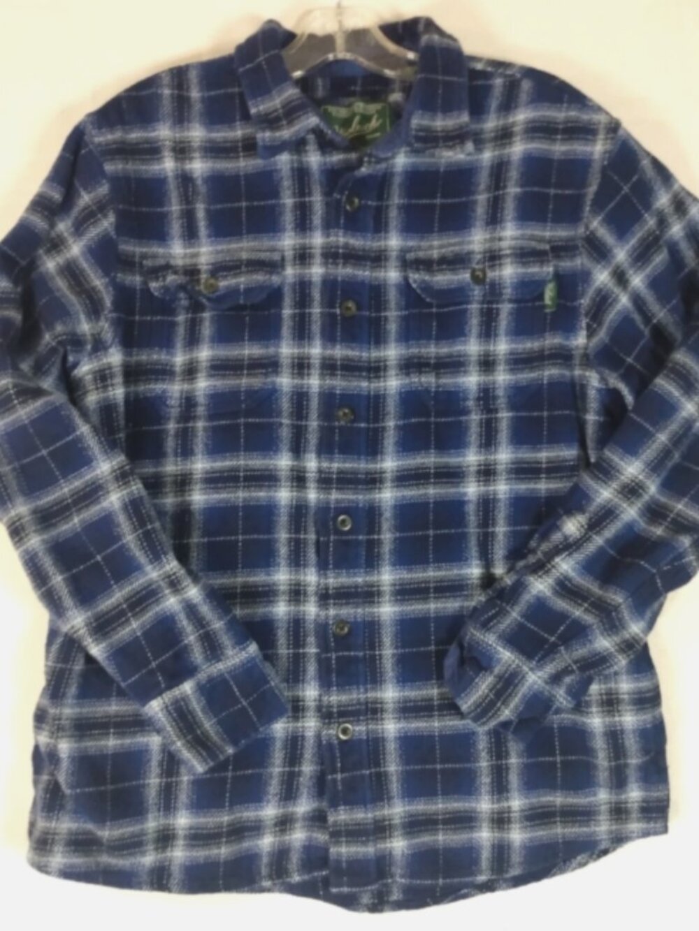 Woolrich Shirt Mens M  Flannel  Blue Cotton Button Up Down Long Sleeve Pockets